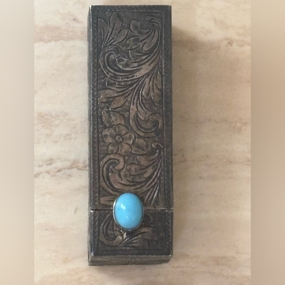 Vintage sterling 800 floral lipstick holder